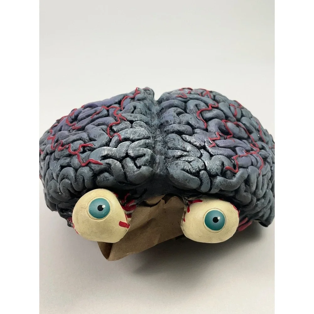 Vintage 2000 Disguise Inc. Brain Eyes Halloween Hat Cap Costume Rubber Mask